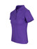 A purple women's 100% cotton pique knit polo shirt with a classic collar and buttoned placket.