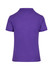 A purple women's 100% cotton pique knit polo shirt, featuring a collar and short sleeves, with a logo on the back.