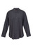 A black men's military long sleeve button-up shirt with two chest pockets and shoulder epaulets.