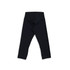 A pair of black high-rise 3/4 leggings with a smooth finish and a waistband, featuring a logo.