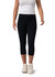 Black high-rise 3/4 leggings worn with a white tank top and white sneakers, featuring a logo on the waistband.