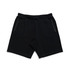 Men's cotton shorts in black, featuring an elastic waistband and zippered pockets. The shorts have a sleek, minimal design.