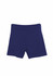 Navy women's dress shorts with a simple design and an elastic waistband, featuring a logo on the back.