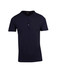 A navy blue men's Hanley T-shirt with short sleeves and a buttoned neckline, featuring a logo on the chest.