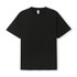 A plain black unisex T-shirt with short sleeves and a round neckline, featuring a small logo.
