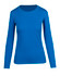 A women's long sleeve T-shirt in a vibrant blue colour, featuring a rounded neckline and fitted sleeves.