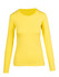 A women's long sleeve T-shirt in bright yellow with a round neckline and fitted design. It includes a small logo.