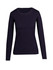 A long-sleeved women's T-shirt in navy blue with a round neckline and a fitted design. It features a logo.