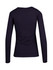 A women's long sleeve T-shirt in navy blue, featuring a fitted design and a round neckline. It has a logo on the back.