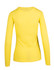 A women's long sleeve T-shirt in bright yellow with a fitted design and an attached brand logo.