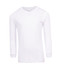 A white kid's long sleeve T-shirt with a simple design and a logo on the upper side.