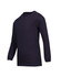 A navy long sleeve T-shirt for kids with a round neck and fitted sleeves. It has a simple design.