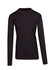 A black long sleeve t-shirt with a crew neck and long sleeves. It features a logo on the chest area.