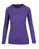 A long-sleeve women's t-shirt in a heather purple colour with a sporty design and a logo.