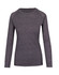 A long-sleeve women's T-shirt in heather grey with a fitted design and raglan sleeves. It has a branding logo.