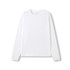 A white long sleeve t-shirt with a classic fit and a logo on the back.