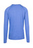 A blue heather long sleeve T-shirt with a rounded neckline and raglan sleeves, featuring a logo on the back.