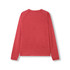 A red long sleeve unisex T-shirt with a heather texture and a simple back design. It has a logo.