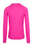A long sleeve t-shirt in heather pink, featuring a back view and a raglan design. Includes a logo.