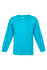 A teal long sleeve T-shirt featuring a relaxed fit and a brand logo. Soft texture and casual style.