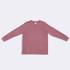 Kid's stone wash long sleeve T-shirt in a dusty pink hue, featuring a round neckline and long sleeves. It has a logo tag.