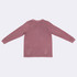 A kid's stone wash long sleeve T-shirt in a muted pink hue, featuring a simple design and a logo.
