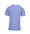 A light blue crew neck t-shirt for kids, featuring short sleeves and a plain back. It has a branding logo.