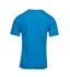 A blue kids' crew neck T-shirt featuring a plain back and short sleeves, with a logo on the design.