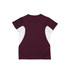 A maroon and white Kids Accelerator Cool-Dry T-shirt featuring a sporty design and a logo.