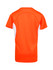 An orange kids' T-shirt featuring white side panels and a branding logo. The back shows a smooth, athletic design.