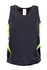 A black singlet with lime green accents, featuring a logo on the chest area. Ideal for kids' activewear.