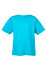 A turquoise kids' t-shirt with short sleeves and a simple design. It features a logo on the back.