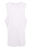 A sleeveless tank top in white, featuring a smooth finish and a simple design. It has a logo on the label.