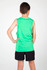 A green singlet tank top displayed on a child, featuring a loose fit and sleeveless design.