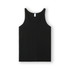 A black men's singlet featuring a simple design and a logo on the label. Suitable for casual wear.