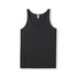 A black men's American style singlet featuring a relaxed fit and a tag label at the neckline.