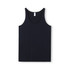 A men's American style singlet in black, featuring a simple design and a branded label.