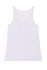 A white men's singlet with a rounded neckline and no sleeves, featuring a logo on the front.