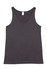 A black men's singlet featuring a scoop neckline and no sleeves, with a simple design.