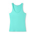 A light teal women's singlet with a scoop neckline and a fitted style, featuring a logo on the label.