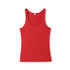 A red women's singlet with a scoop neckline and a fitted design, featuring a small logo.