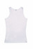 A white women's singlet featuring a classic sleeveless design and a logo on the label.