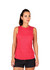 A sleeveless women's tee in heather red, featuring a sporty design and a fitted silhouette. It has a logo.