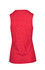 A sleeveless women's tee in a vibrant red heather fabric, featuring a seamless back and a logo.