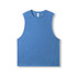 A blue sleeveless tee from the Greatness Range, featuring a classic crew neckline and an unbranded design.
