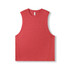 A sleeveless tee in heather red, featuring a relaxed fit and a smooth texture, with a small logo.