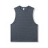 A sleeveless men's tee in heather blue, featuring a simple design and a logo on the fabric.