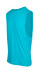 A light blue sleeveless tee from the Greatness Range, featuring a relaxed fit. It has a logo on the fabric.