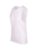 A white women's combed cotton tank top with a simple design and no sleeves, featuring a logo.