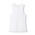 A white women's combed cotton tank top with a round neckline and no sleeves, featuring a brand logo.